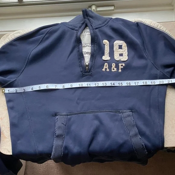 Abercrombie & Fitch Navy Blue Half-Zip Pullover Vintage Muscle Y2K Sweater Med - Picture 8 of 9